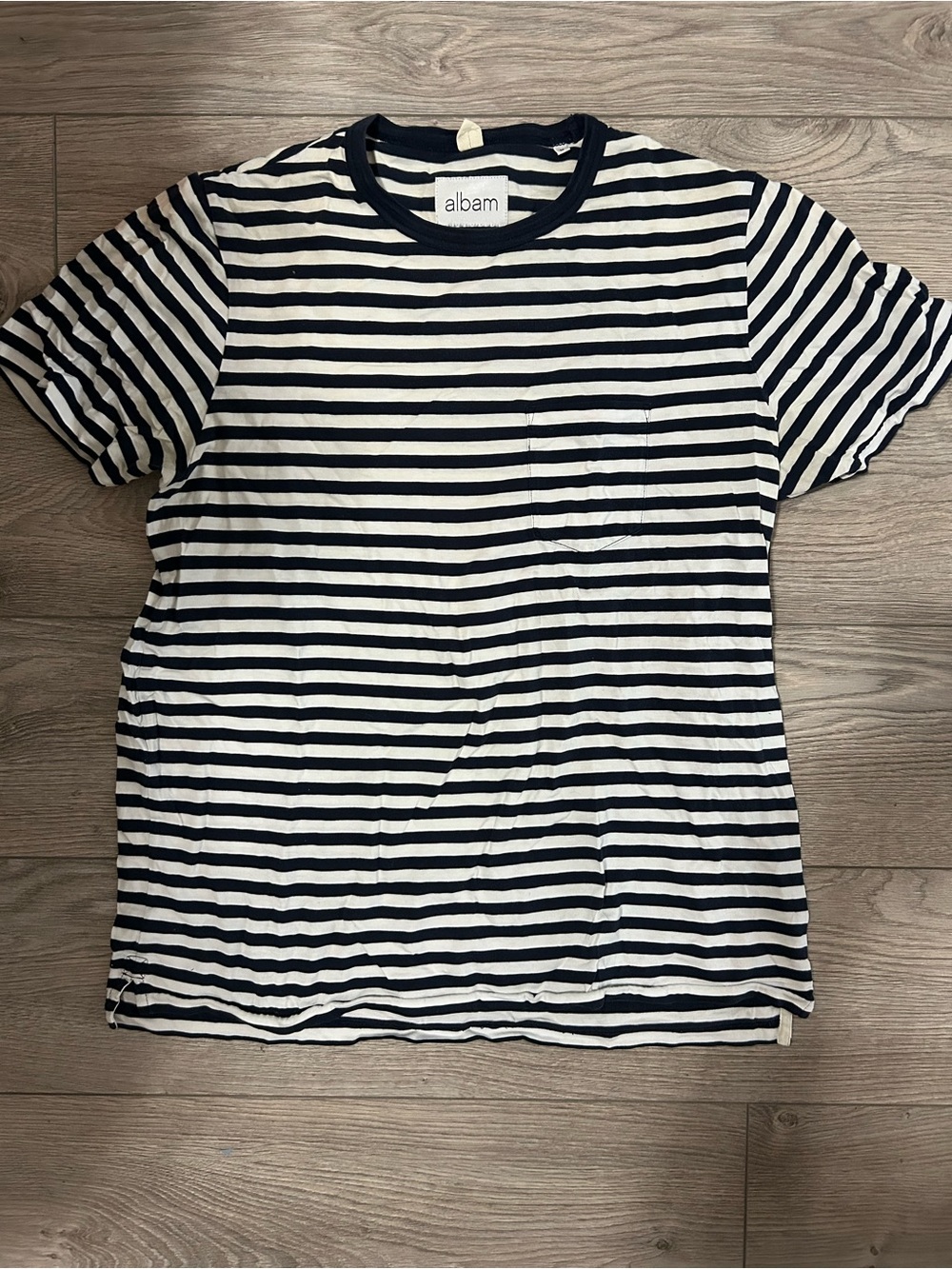 Albam Navy & White Striped Short Sleeve Tee